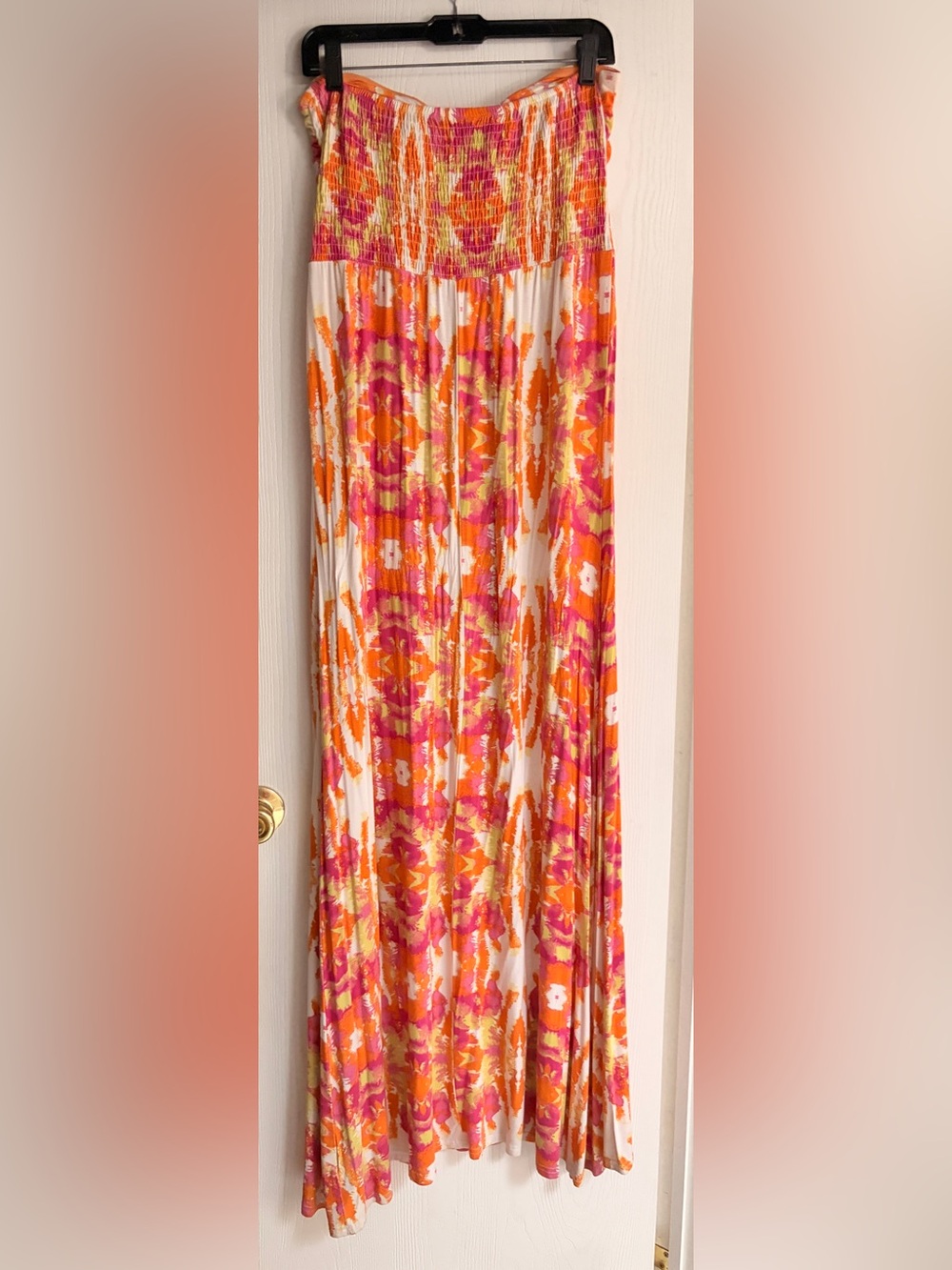 Guess Pink, Orange & Cream Printed Maxi Skirt